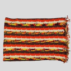 Vintage 60s 70s Homemade Afghan Throw Blanket Groovy Grannycore